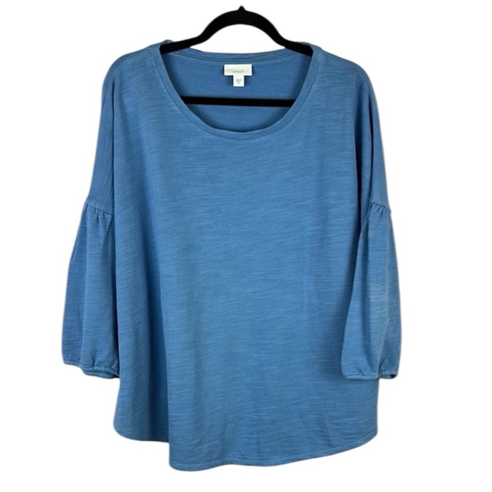 XL J. Jill Blue Balloon Sleeve Women's midweight 100% cotton top